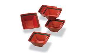 九⾕焼 4.7号 ⼩鉢揃 朱巻線文 和陶房 a01 焼き物 ⺠芸品 ⼯芸品