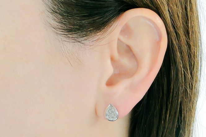 Pt900【0.32ct】ティアドロップ パヴェ ダイヤモンド ピアス CSP00071 SWAV087-a
