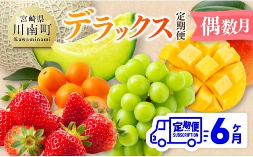 [ 全6回定期便 ] デラックス 定期便 [偶数月] [ 川南町産 きんかん いちご 完熟 マンゴー ぶどう シャイン マスカット メロン ][D11705t6]