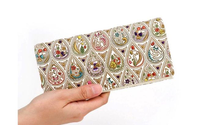 【文庫屋大関】束入れ 花と猫＜ミックス＞【皮革工芸品】 財布 お札 お札入れ 長財布 カード 小銭 牛革 手作り 日本製 墨田区 東京都