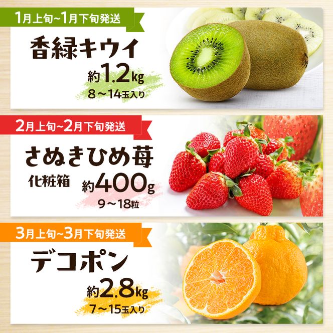 フルーツ定期便 果物 定期便 全13回 香川県産 国産 讃岐 香緑キウイ さぬきひめ苺 いちご デコポン びわ メロン 桃 ブルーベリー ぶどう シャインマスカット さぬきキウイっこ 小原紅早生みかん みかん くだもの 五色青果 香川県 東かがわ市