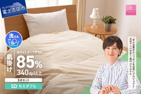 洗える羽毛肌掛けふとん３点セット（セミダブル）【抗菌・除菌・ウイルス除去カバー付き】 洗える 肌掛け ふとん 寝具 ピローケース カバー 山梨 富士吉田