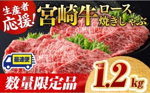 【数量限定】※最速便(2週間以内に発送)※ 宮崎牛ロース焼きしゃぶ1.2kg 肉 牛 牛肉 国産 黒毛和牛 [D0608]