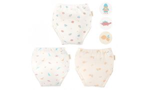 【110サイズ】「おねむうパンツ」4重トレーニングパンツ3枚セット・B（スペース、ザウルス、レモン） 141305_LA11VC03