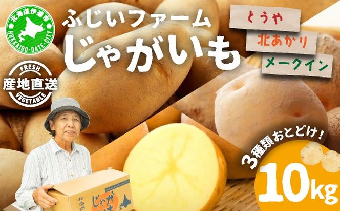 ＜先行予約＞北海道産 じゃがいも3種(とうや/メークイン/北あかり) 約10kg【55250950】 ジャガイモ 馬鈴薯 ポテト 芋 イモ 野菜 農作物 カレー コロッケ 人気 ふじいファーム