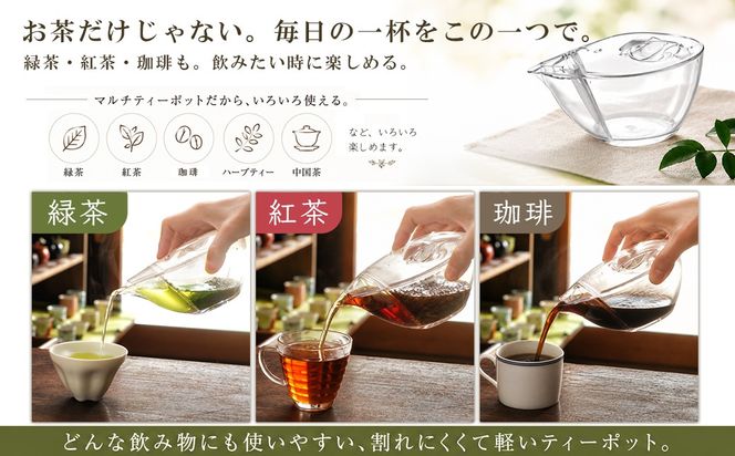 割れないマルチティーポット 250ml 3種フィルター付き 緑茶・紅茶・コーヒー対応