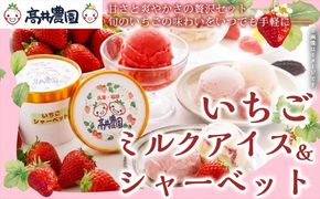 【甘さと爽やかさの贅沢セット】いちごミルクアイス＆いちごシャーベット いちご イチゴ アイス シャーベット 果物 フルーツ 大粒 濃厚 産地直送 詰め合わせ ギフト 贈答用 兵庫県 福崎町
