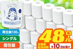 《定期便10ヶ月》【利府町オリジナル】トイレットペーパー（ロール数48個×10回）|06_sik-014810