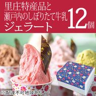 里庄町 特産品 と 瀬戸内 の しぼりたて 牛乳 使用 ジェラート 12個 エストライブ 岡山県 里庄町 送料無料 