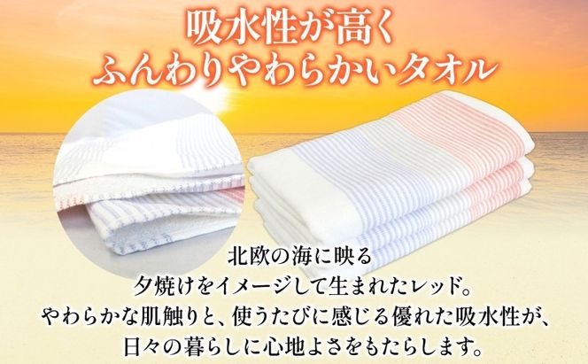 005A734 Solljus ソリュース フェイスタオル レッド 3枚 泉州タオル