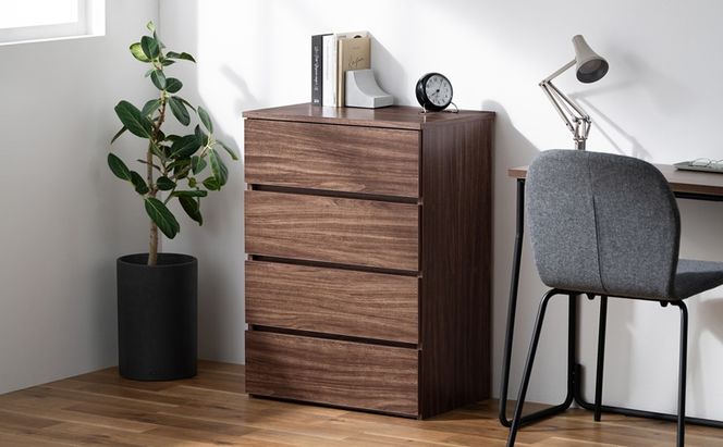 組立簡単ウッドチェスト KKWCー590 ウォールナット チェスト 4段 タンス 箪笥 収納 アイリスオーヤマ ローチェスト 衣装ケース 組み立て簡単 工具不要 引き出し 開閉スムーズ 北欧 おしゃれ シンプル 衣類 服 収納ケース 衣類収納ケース