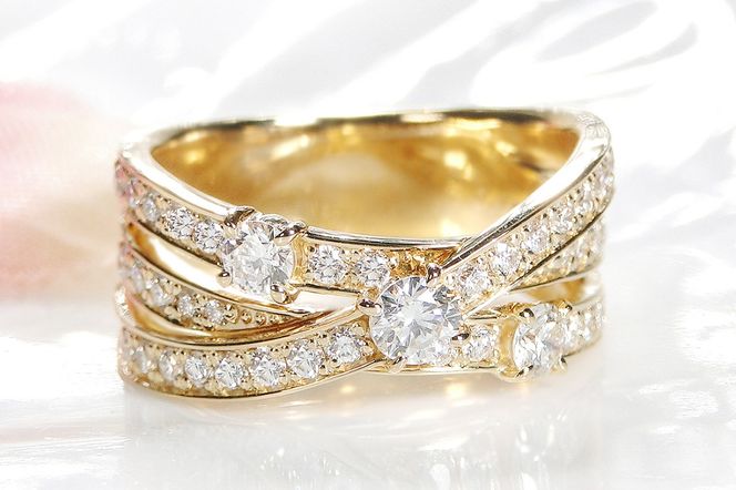 K18YG ハート＆キューピッド ダイヤモンド リング 【0.98ct】鑑別カード・スコープ付 CSR00363-18Y SWAV079