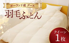 099H3102 羽毛布団 1枚 ポーランド産グース贅沢仕様 クイーン 210cm×210cm アイボリー／バスタオル 2枚【国産 羽毛 ふとん 寝具 掛け布団 羽毛ふとん】