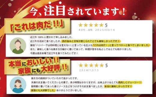 近江牛100％【無添加】食べ応え抜群！超あらびきワイルドハンバーグ　720g（約120g×6個）【FO18W】