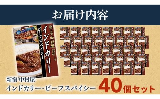 新宿 中村屋 インドカリー ビーフスパイシー 40個 レトルト レトルトカレー カレー 常温 温めるだけ 人気 洋食 時短 インドカレー スパイシーカレー 長期保存 災害用 保存食 レンチン レンジ [DM011us]