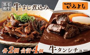 010B1687-1 焼肉屋さんの人気セット 牛タンシチュー 240g×2／すじ煮込み 220g×2