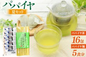 CI133 パパイヤ麺 塩ラーメンスープ付 パパイヤ茶 詰め合わせ [ ティーパック ティーバッグ 茶 お茶 麺 冷麺 そうめん にゅうめん 手延べ素麺 乾麺 コウセイプランニング 長崎県 島原市 ]