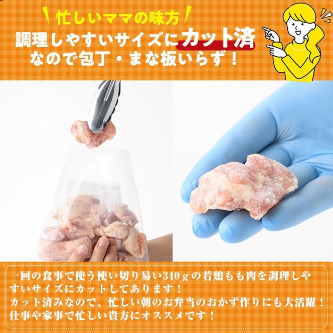 ＜先行予約受付中！2025年2月中に発送予定＞鶏肉 もも肉 小分け(計3.4kg・340g×10P) お肉 鳥肉 とり肉 カット済 国産 宮崎県産 唐揚げ から揚げ からあげ 冷凍 便利 【NK-01】【株式会社南九フーズ】