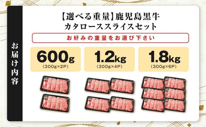 ＜選べる＞鹿児島黒牛カタローススライスセット 600g～1.8kg　K127-019_SKU
