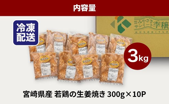 ★スピード発送!!７日～10日営業日以内に発送★宮崎県産若鶏の生姜焼き 小分け 3kg K16_0132