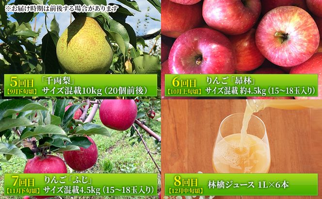 [先行受付] 全8回 定期便 妹尾農園のフルーツ定期便2026［全8回］ 北海道 仁木町 さくらんぼ プルーン 梨 りんご 果物類 チェリー ジュース フレッシュ 加工品 旬 [フルーツショップ妹尾観光農園]