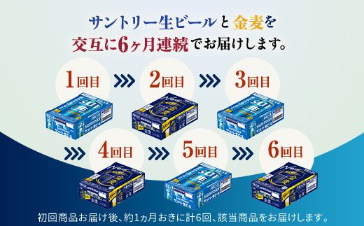 FK7-0524_【サントリー生ビール・金麦交互6回定期便】各350ml ×24本 熊本県 嘉島町 ビール ギフト 贈り物 酒 アルコール