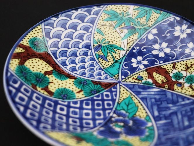 九谷焼　5.5号皿揃　吉田屋松竹梅 （5枚セット）a01 食器 キッチン雑貨 キッチンアイテム 雑貨 小物 お皿 丸皿 食卓 テーブルコーディネート 