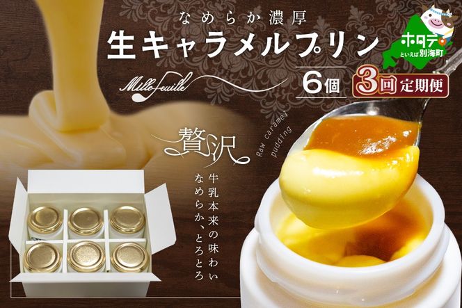 【定期便】絶品 濃厚 ！ 生キャラメルプリン 6個入 × 3ヵ月【全3回】