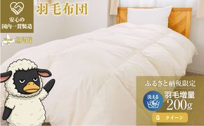 羽毛布団 掛け布団 オールシーズン 洗える ダウン200g増量【クイーン】綿100% 抗菌防臭 完全国内生産 北海道滝川市