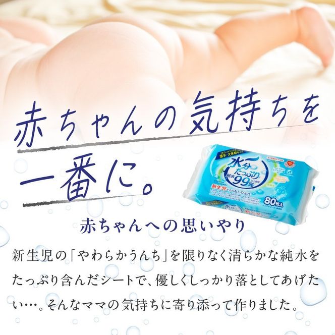 水分たっぷり純水99％ おしりふき80枚入×3Ｐ×12セット（合計36個） ウエットティッシュ ウェットティッシュ ウエットシート ウェットシート [032T01]