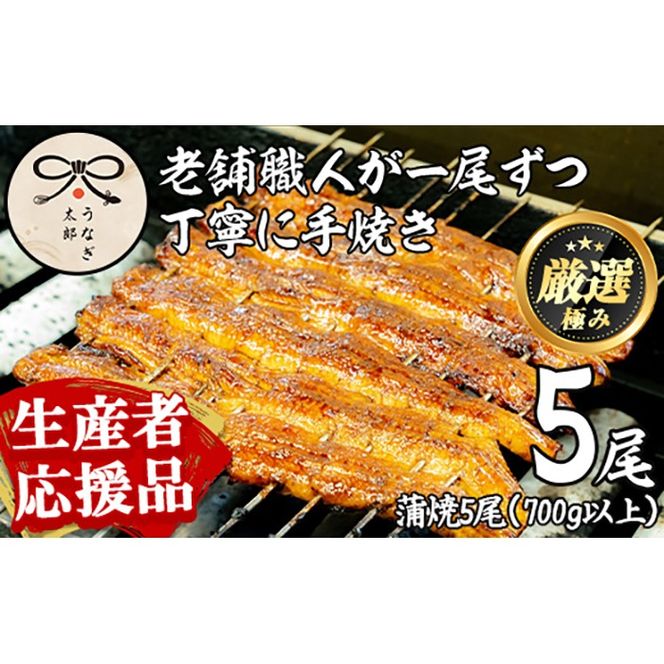 【0653721a-om】【生産者応援品】鹿児島県産東串良町のうなぎ蒲焼(5尾・計700g以上・秘伝のタレ付き)＆きざみ鰻セット 蒲焼セット 蒲焼長焼 ウナギ 鰻 蒲焼き 国産うなぎ 国産 九州産 鹿児島 鹿児島県産 高級 たれ さんしょう 【うなぎ太郎】