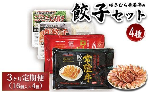 【定期便3ヶ月】ゆきむら壱番亭の4種の餃子セット※離島への配送不可