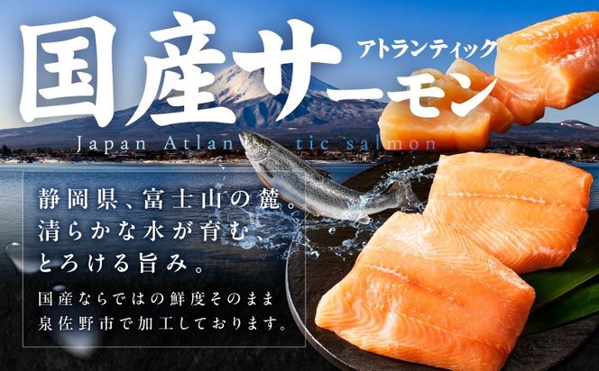 099Z616 【分けて届く定期便】国産アトランティックサーモン 1kg ポーション【小分け 真空パック 訳あり サイズ不揃い 刺身 海鮮丼 さーもん 鮭 さけ シャケ しゃけ 冷凍 全2回】