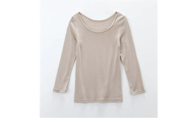 《絹生活研究所》インナー／レディース／8分袖／ベージュ インナーウェア 下着 肌着 ファッション 服 女性 