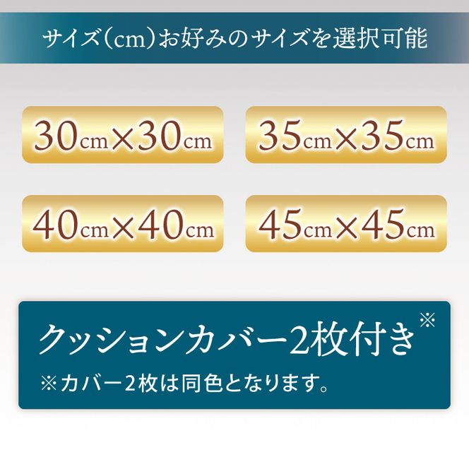 職人技　行方工場セミオーダークッション 2個+カバー 2枚｜カバー クッションカバー クッション オーダー セミオーダー セット 雑貨 インテリア 選べる 色 サイズ 職人技 茨城県 行方市(HQ-2)