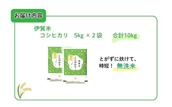 令和7年産 無洗米 伊賀米コシヒカリ 10kg（5kg×2）【jaig0005】