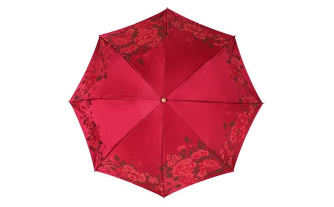CB047【槙田商店】晴雨兼用折りたたみ傘　絵おり　大ばら　エンジ
