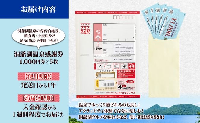 洞爺湖温泉感謝券 5000円 分 金券 クーポン 洞爺湖 湖 温泉 リゾート 有珠山 火山 自然 花火 イルミネーション 旅行 観光 宿泊 施設 北海道 