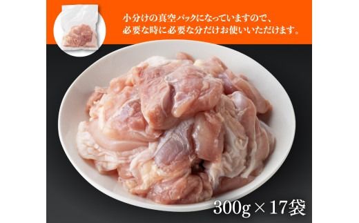 鶏肉 企業努力により実現！ 若鶏もも切身 計5.1kg(4.8kg(300g×16袋)+300g) 【 国産 鶏肉 肉 とり もも肉 モモ 5.1kg からあげ 唐揚げ チキン南蛮 送料無料 】 ☆[C00711]