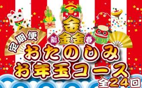【定期便・全24回】新春おたのしみ お年玉コース 金金金（牛肉 豚肉 鶏肉 フルーツ スイーツ 2026 先行予約 定期便 宮崎 小林市）