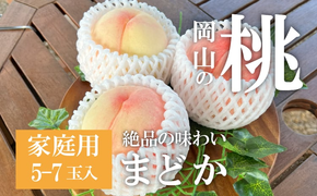 果樹園の人気桃「まどか」ご家庭用 5-7玉 (岡山県産)【KF-A023-03】