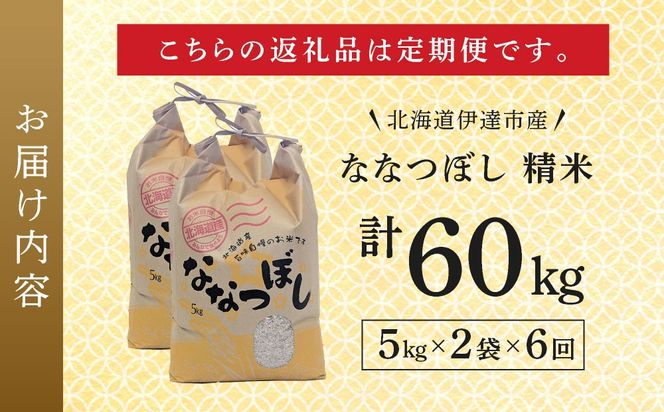 ＜先行予約＞【6回定期便】令和8年産 ななつぼし 精米 10kg｜生産者直送 北海道伊達産 北海道 ブランド米【tkk-024_06】