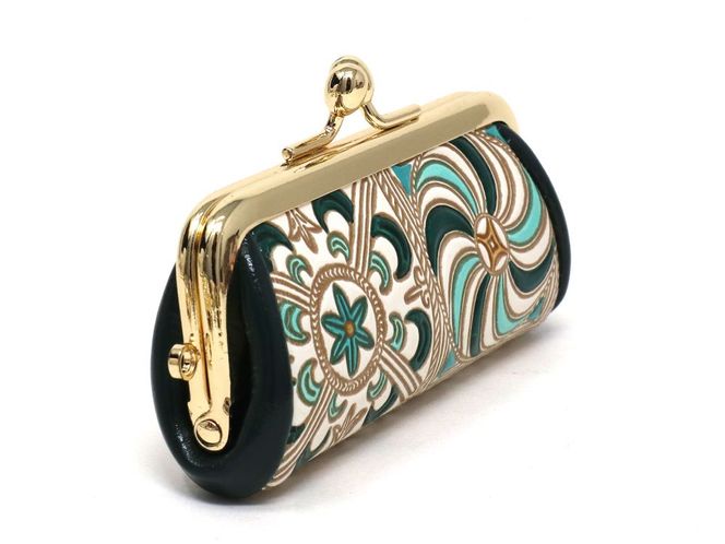 【文庫屋大関】印鑑ケース　錦紗＜緑＞【皮革工芸品】 ファッション小物 民芸品 