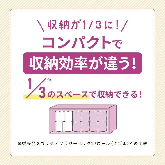 定期便 トイレットペーパー ダブル スコッティ 3倍長持ち 4ロール × 1パック フラワーパック 無香料《 6ヶ月ごと計 2回 》