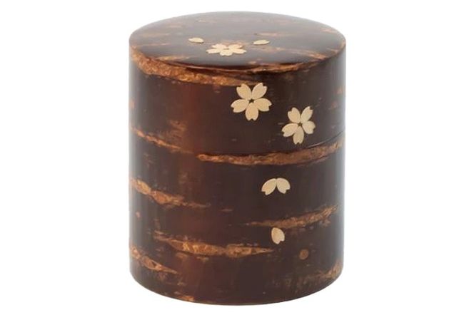 角館樺細工《樺細工 八柳》 茶缶 平型 150g 無地桜 角館工芸協同組合|02_kdk-916001