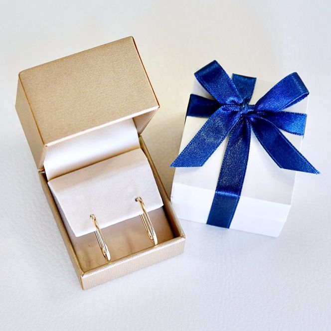 【ジュエリー】K10イエローゴールド 地金  おしゃれ オーバル フープ ピアス 保証書付 SKR-2121  242-014