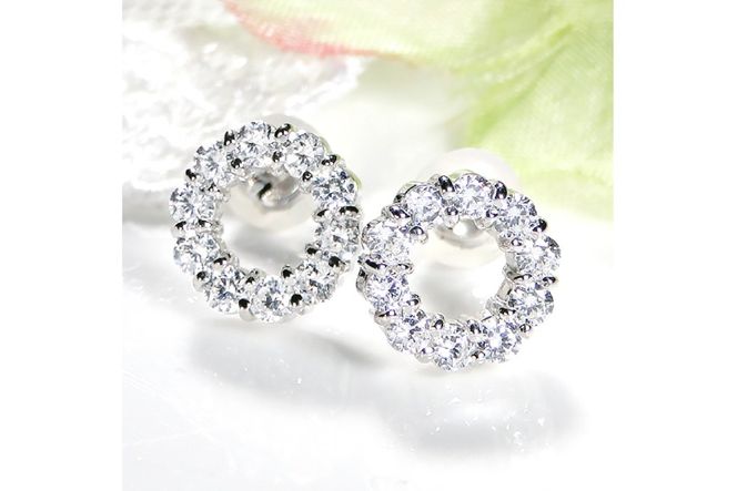 ピアス PT900 プラチナ ダイヤ 0.8ct サークル ラウンドモチーフ スタッドピアス【f208-pt】 [株式会社オーダーメイドジュエリーメイ 山梨県 韮崎市 20743775] アクセサリー アクセ ジュエリー ダイヤモンド