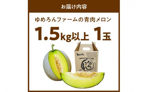 【数量限定100】ゆめろんファームの青肉メロン（2026年6月上旬～発送） 国産 高級メロン 贈答 贈答品 贈り物 ふるさと 納税 メロン 青肉 1玉 ふるさと 納税 期間限定 ふるさと 納税 フルーツ くだもの 果物　DE00153