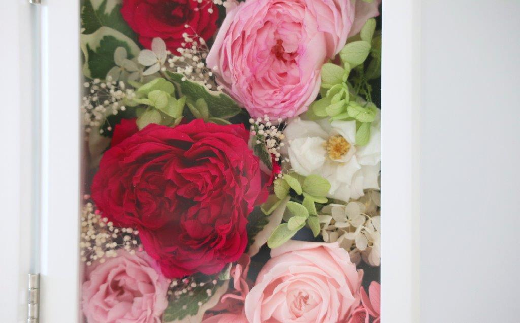 プリザーブドフラワーのフォトフレーム大(ホワイト)