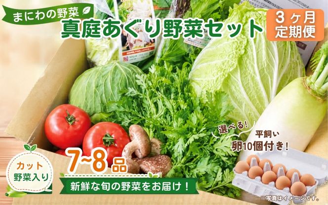 【3カ月定期便】真庭あぐり野菜セット カット野菜が1品入る 7～8品 平飼い卵付き / 産地直送 農家 お試し 岡山県 新鮮 あぐりガーデン 国産 【配送不可地域：北海道／沖縄県／離島】 【jujy-tkb059】